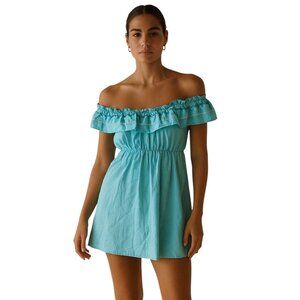Ruffle Nightie Dress Blue Size L Vintage